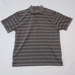 Grand Slam Golf Polo Men's Large Performance Short Sleeve Black/Brown Striped